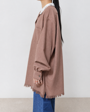 画像をギャラリービューアに読み込む, Tablecloth collar fringe shirt / bishu wool_B