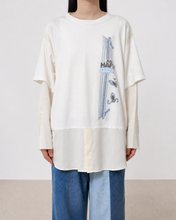 Load image into Gallery viewer, Fake layered T-shirt / WHITE_A