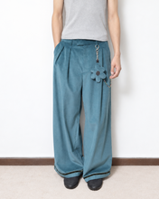 Load image into Gallery viewer, Deep tuck wide pants / corduroy / Deep green