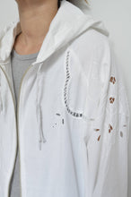Load image into Gallery viewer, TABLE CLOTH ZIP-UP HOODIE/WHT/02 size_A