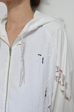Load image into Gallery viewer, TABLE CLOTH ZIP-UP HOODIE/WHT/02 size_B