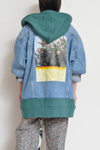画像をギャラリービューアに読み込む, DENIM * BACK PILE HOODIE/BLUE/GREEN