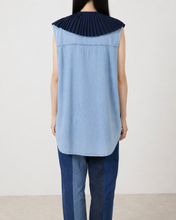 画像をギャラリービューアに読み込む, PLEATED COLLAR SLEEVELESS SHIRT_D