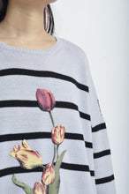 Load image into Gallery viewer, RIPPLE WAVE HEM KNIT P/O w/NECK PARTS(BORDER)_B