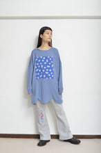 Load image into Gallery viewer, RIPPLE WAVE HEM KNIT P/O w/NECK PARTS(BLUE)