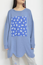 Load image into Gallery viewer, RIPPLE WAVE HEM KNIT P/O w/NECK PARTS(BLUE)