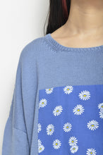 Load image into Gallery viewer, RIPPLE WAVE HEM KNIT P/O w/NECK PARTS(BLUE)