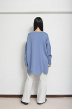 Load image into Gallery viewer, RIPPLE WAVE HEM KNIT P/O w/NECK PARTS(BLUE)