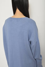 Load image into Gallery viewer, RIPPLE WAVE HEM KNIT P/O w/NECK PARTS(BLUE)