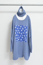 Load image into Gallery viewer, RIPPLE WAVE HEM KNIT P/O w/NECK PARTS(BLUE)