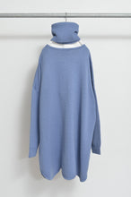 Load image into Gallery viewer, RIPPLE WAVE HEM KNIT P/O w/NECK PARTS(BLUE)