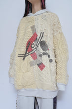 Load image into Gallery viewer, SWITCHING KNIT HOODIE(PRINT) 01/OFF WHITE_X