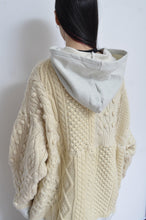 Load image into Gallery viewer, SWITCHING KNIT HOODIE(PRINT) 01/OFF WHITE_X