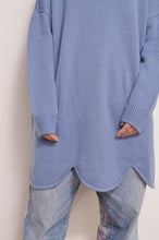 Load image into Gallery viewer, RIPPLE WAVE HEM KNIT P/O w/NECK PARTS_S.BLU