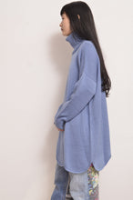Load image into Gallery viewer, RIPPLE WAVE HEM KNIT P/O w/NECK PARTS_S.BLU