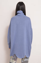 Load image into Gallery viewer, RIPPLE WAVE HEM KNIT P/O w/NECK PARTS_S.BLU
