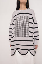 画像をギャラリービューアに読み込む, RIPPLE WAVE HEM KNIT P/O w/NECK PARTS(BORDER)