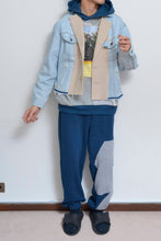 画像をギャラリービューアに読み込む, TWO-TONE HOODIE_BLUE/YELLOW print/01 size
