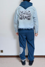 画像をギャラリービューアに読み込む, TWO-TONE HOODIE_BLUE/YELLOW print/01 size
