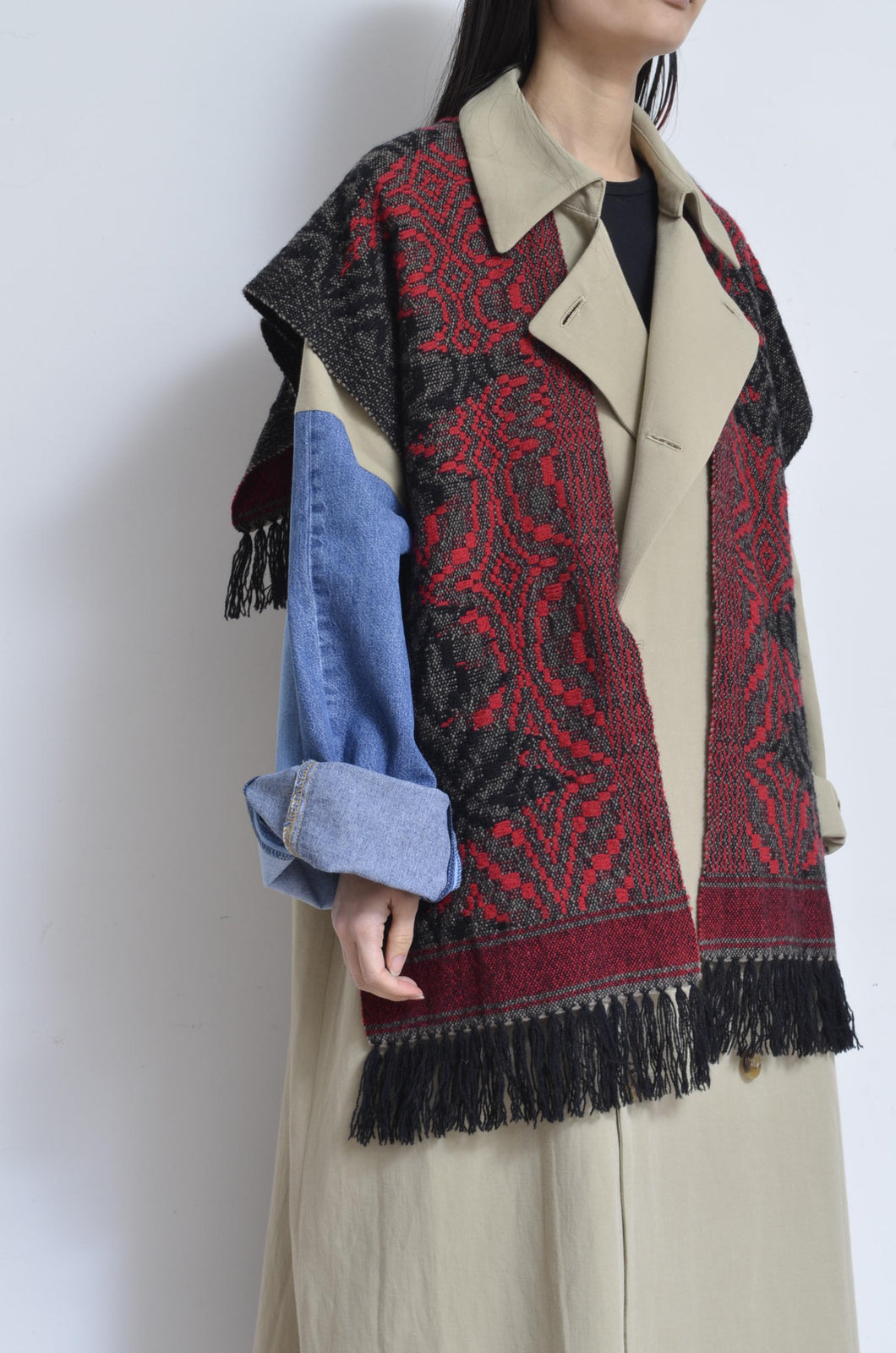 tsutae SHAWL BORELO_SHUMAG / RED×BLK