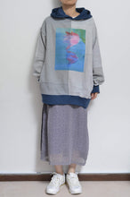 画像をギャラリービューアに読み込む, TWO-TONE HOODIE_BLUE/GREEN print/02 size
