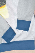 画像をギャラリービューアに読み込む, TWO-TONE HOODIE_BLUE/YELLOW print/01 size
