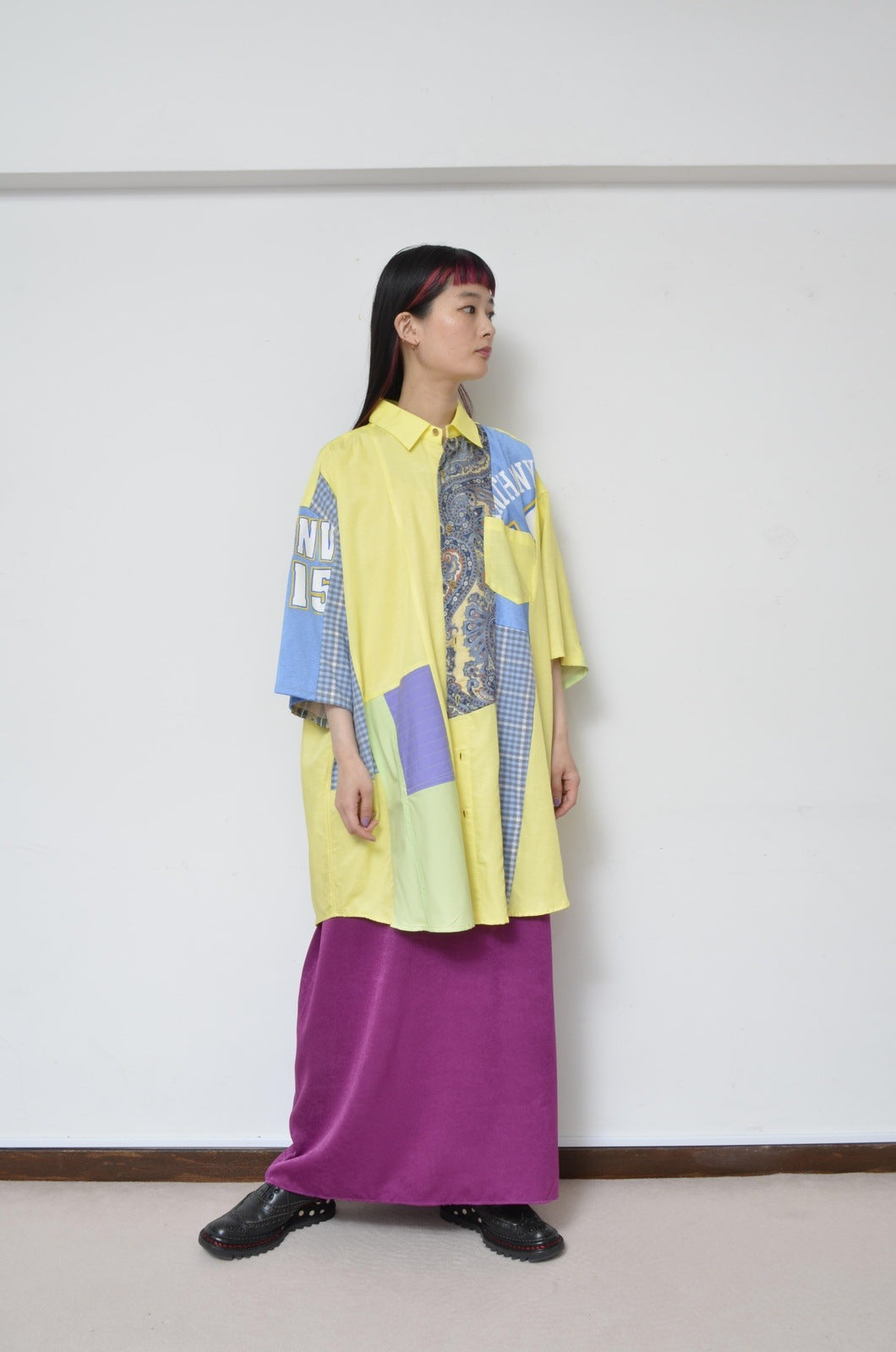 CUT AND CONNECTED C/C/LS/S SH / NEON YELLOW