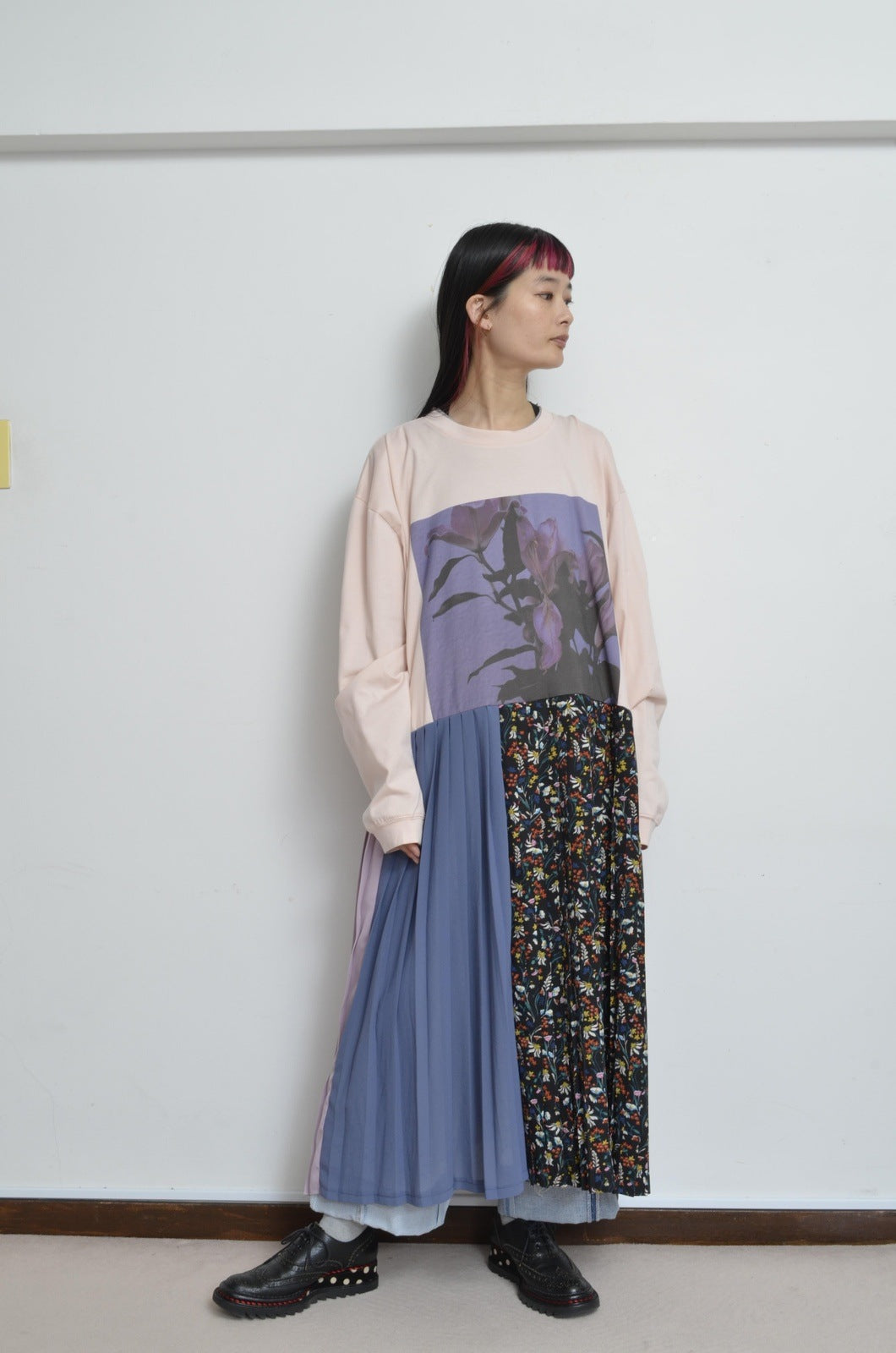 PLEATS OP_PRINT L/S T (02_PNK/YURI)