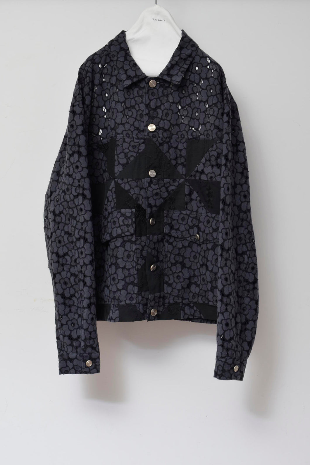 FLOWER LACE QUILTED WORK BLOUSON_BLACK