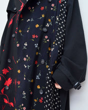 画像をギャラリービューアに読み込む, FLORAL TRENCH COAT/BLK/02 size B
