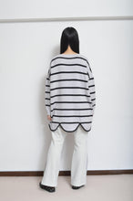 画像をギャラリービューアに読み込む, RIPPLE WAVE HEM KNIT P/O w/NECK PARTS(BORDER)_B
