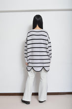 Load image into Gallery viewer, RIPPLE WAVE HEM KNIT P/O w/NECK PARTS(BORDER)_B
