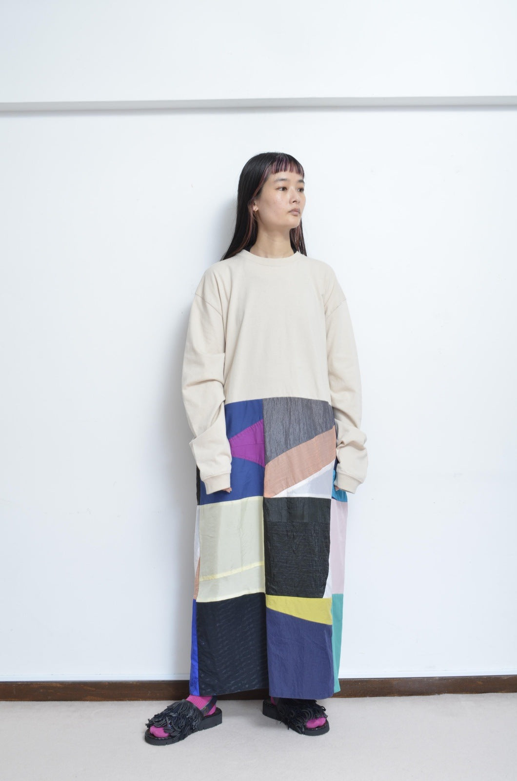 SQUARE SHAKA L/S T OP_01 / BEIGE