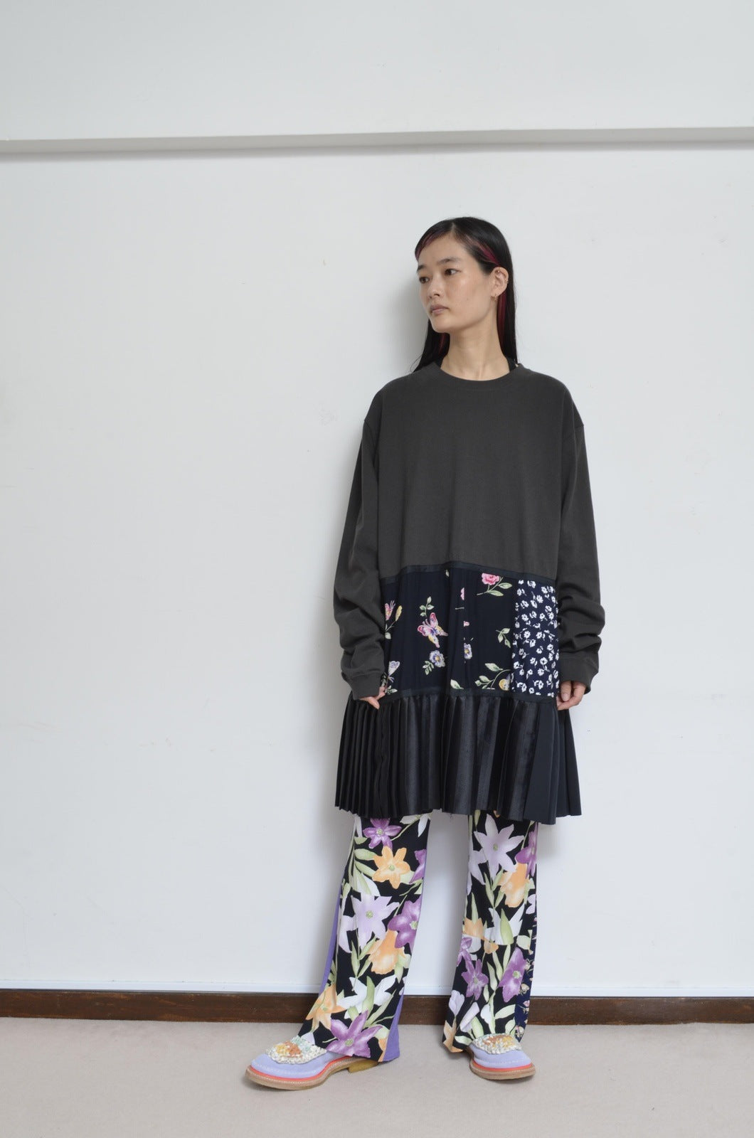 TIERED L/ST OP 00 / CHARCOAL
