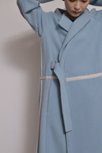 Load image into Gallery viewer, WOOL NO-COLLAR ROBE/MINT BLUE
