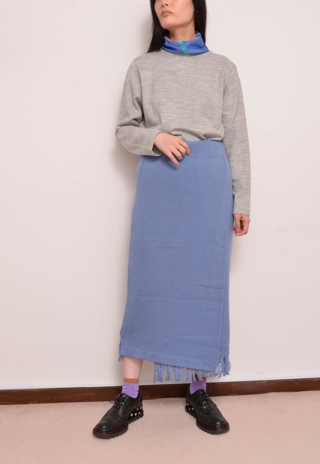 MUFFLER WRAP SKIRT/SAX BLUE