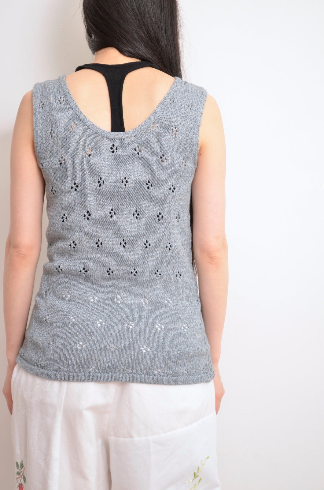 MESH KNIT TANK TOP / B.GRY