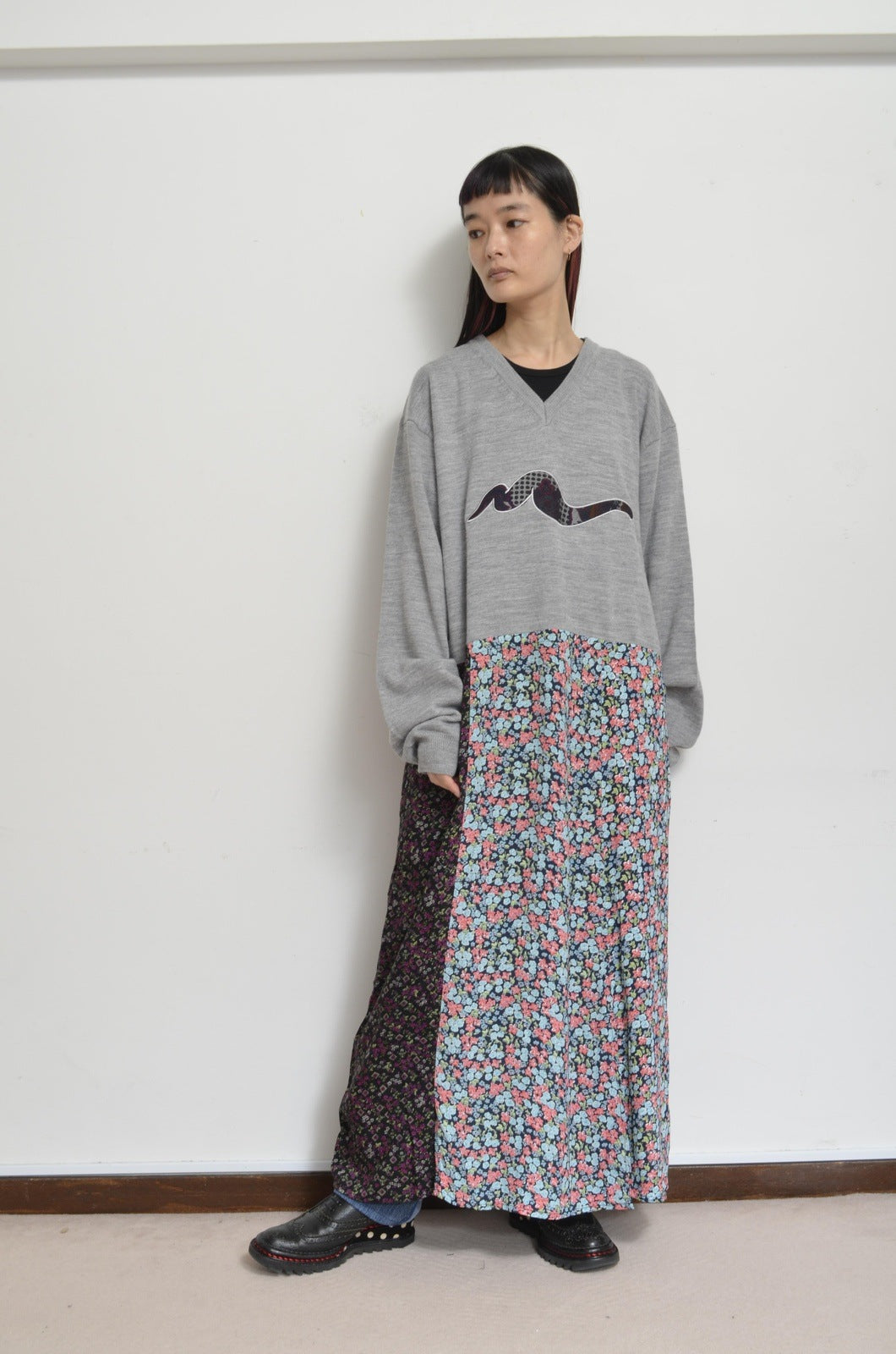 nyoroli KNIT*FLORAL OP_01 / GRAY