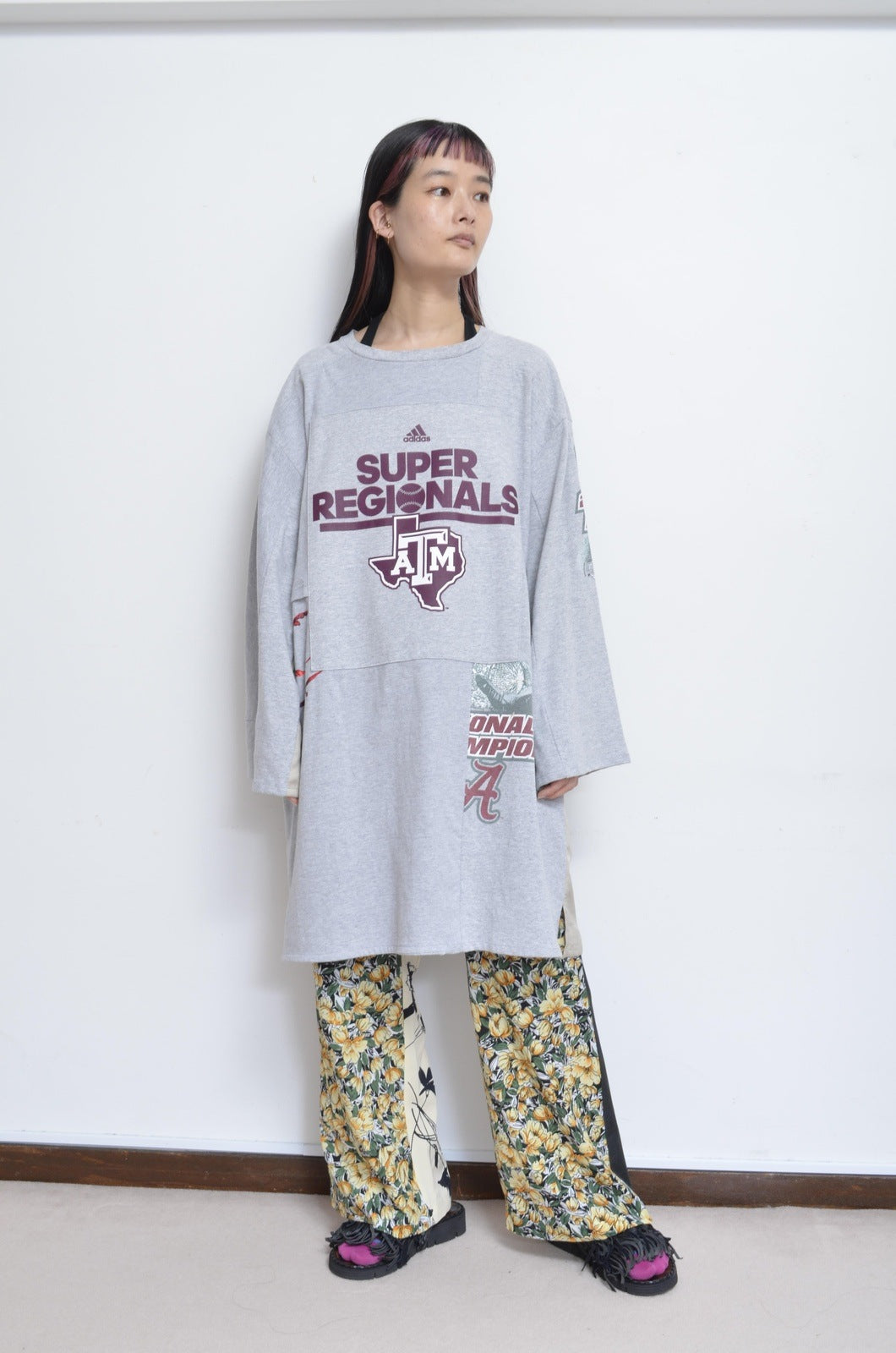 SWITCHING TEE OP_GRAY*BEIGE / A