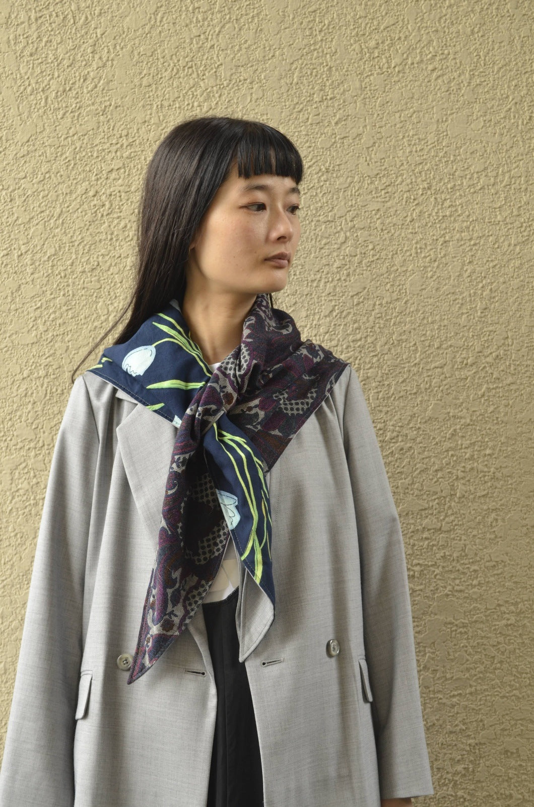 TRIANGLE SHAWL (TWILL)/L.GRAY